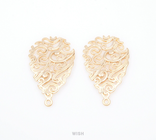 Paisley Teardrop Pendants in Matte Rhodium, Teardrop Charms / MMRH-060-P