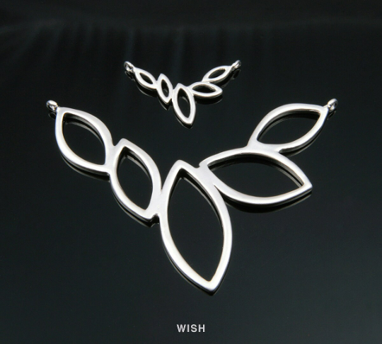 5 Marquise Shape Pendants in Matte Rhodium, Marquise Charms / MMRH-132-P (Small)
