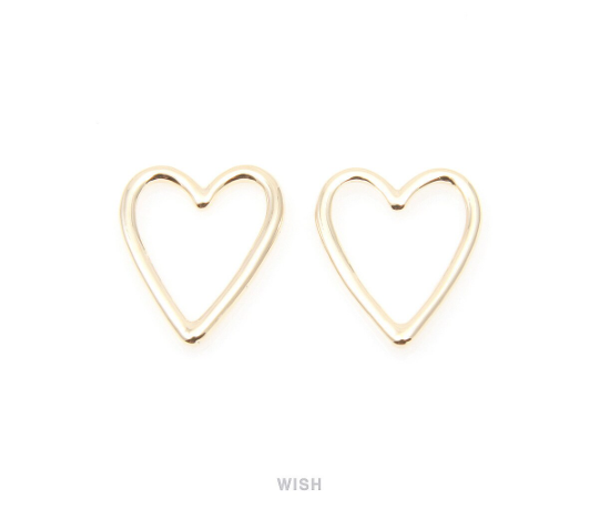 Heart Outline Pendants in Rhodium, Heart Charm / MRH-013-P