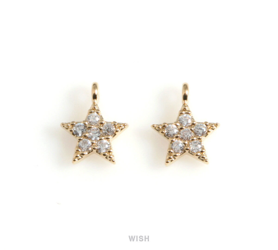 Cubic Zirconia Star Pendant in Rhodium, CZ Star Charm / CRH-089-P