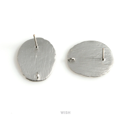 Textured Disc Stud Earrings in Matte Rhodium, Textured Disc Studs / MMRH-573-E