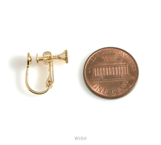 8pcs Clip on Earring Converters in Gold, Non Pierced Earrings / FG-036-E