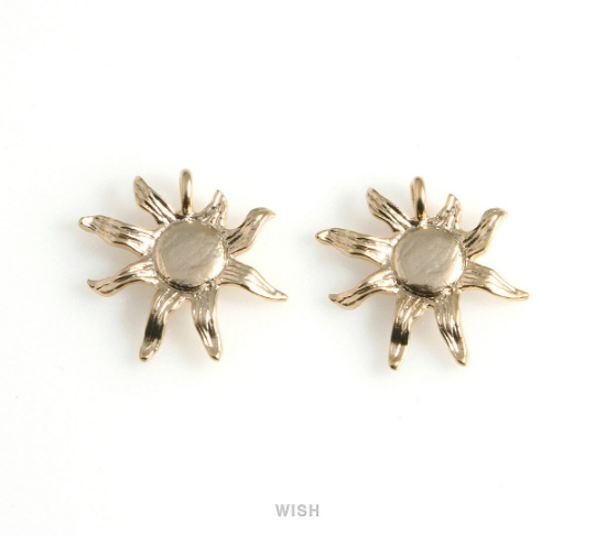 Sunflower Pendants in Matte Rhodium, Sunflower Charm / MMRH-580-P