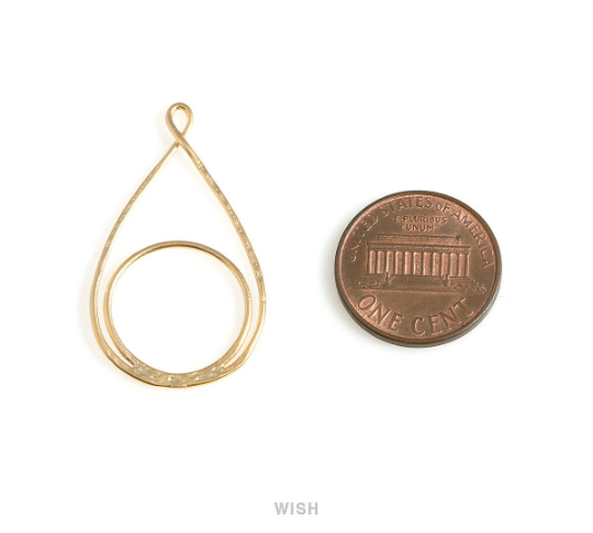 Open Drop Charm in Matte Rhodium, Open Teardrop Pendant / MMRH-686-P