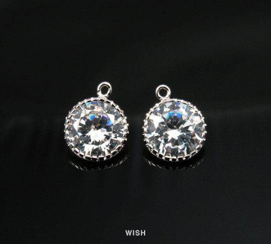 Round Cubic Zirconia Pendants in Rose Gold, Round Cubic Gemstone / CRG-041-P