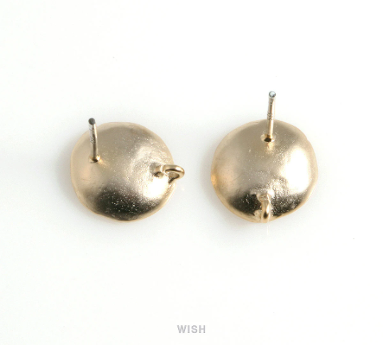 Concave Stud Earrings in Matt Gold, Concave Round Ear Studs / MMG-486-E