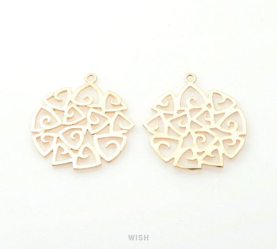 Multi Triangle Pendants in Matte Rhodium, Triangle Round Charms / MMRH-174-P