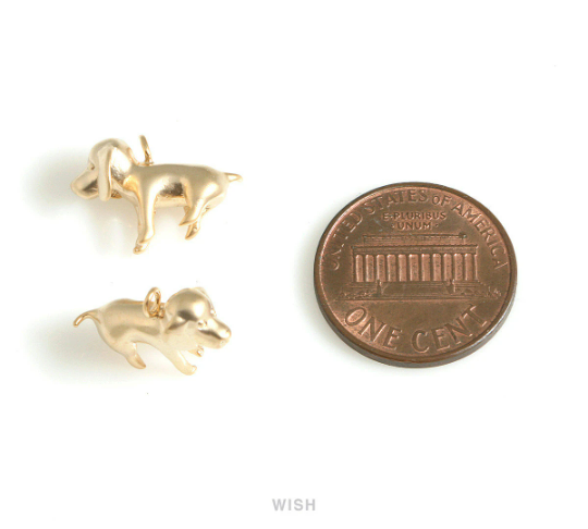 Beagle Charms in Matte Gold, Puppy Pendants/ MMG-657-P