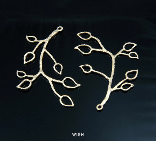7 Leaves Branch Pendants in Matte Rhodium, Leaves and Branch Charms / MMRH-130-P