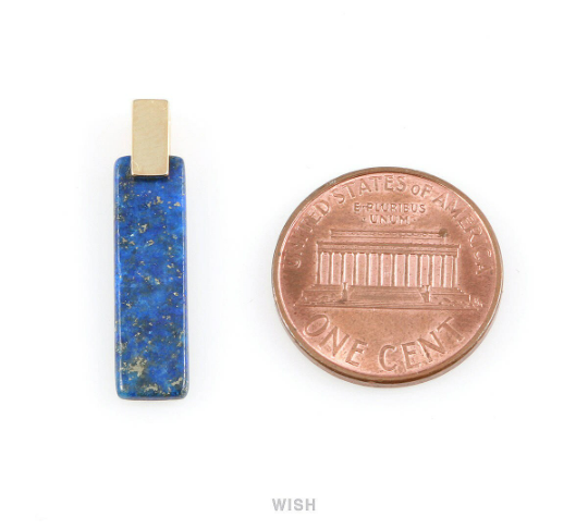 Black Marble Rectangle Stone Charm in Rhodium, Gemstone Framed Pendant /SBMRH-056-P