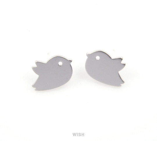 Bird Stud Earrings in Matte Gold, Sparrow Stud Ear Post / MMG-108-E