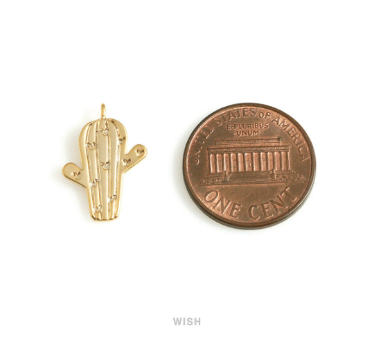 Cactus Charm in Matte Rhodium, Cactus Pendant /MMRH-682-P
