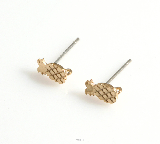 Pineapple Stud Earrings in Matte Rhodium, Pineapple Earrings / MMRH-612-E