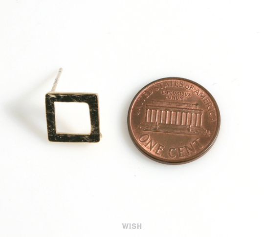 Hammered Rhombus Stud Earrings in Matte Gold, Geometric Ear Studs / MMG-507-E