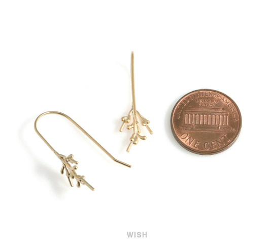 Pine Tree Hook Earrings in Matte Gold, Pine Tree Ear hooks /MMG-571-E