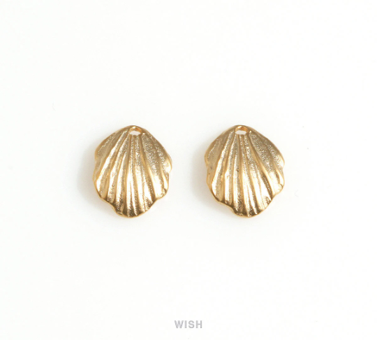 Small Seashell Charm in Matte Rhodium, Seashell Pendant / MMRH-679-P
