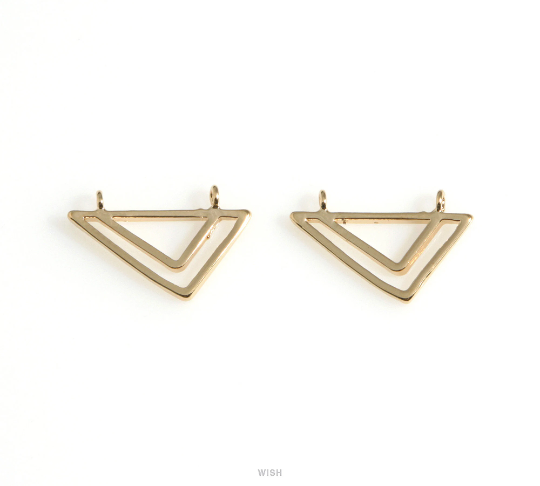 Doule Triangle Charm in Rhodium, Open Triangle Necklace Pendants / MRH-627-P