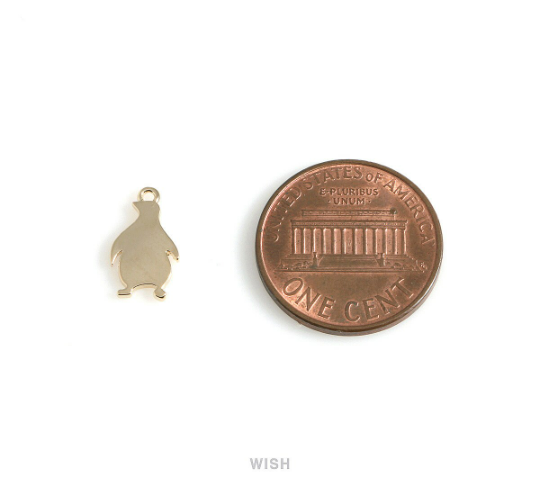 Penguin Pendant in Gold, Gold Penguin Charm /MG-545-P