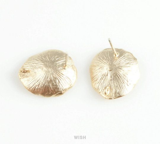 Lotus Leaf Stud Earrings in Matte Gold, Lotus Stud Earrings / MMG-412-E