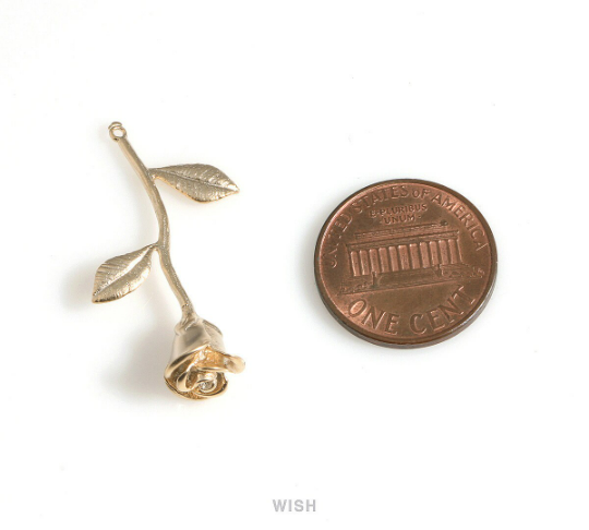 Rose Flower Pendants in Matte Rhodium, Rose Flower Charm /MMRH-635-P
