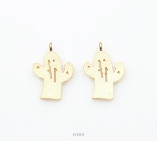 Cactus Pendant in Matte Rhodium, Cactus Charm /MMRH-284-P