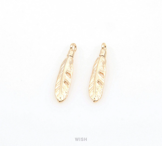 Dreamcatcher Feather in Matte Rhodium, Dream Catcher Feather Charm / MMRH-341-P