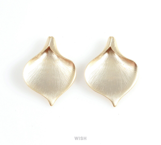 Calla Petal Pendants in Matte Rhodium, Textured Calla Petal Charm / MMRH-073-P (Large)
