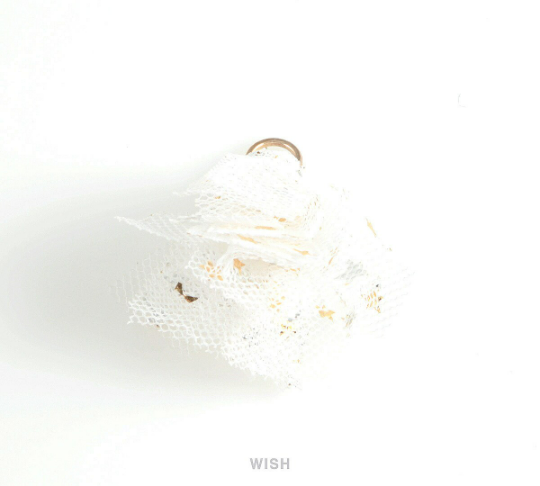 White Fabric Tassel with Gold and Silver Stars, White Fabric Tassel Earrings /TWTG-007-T