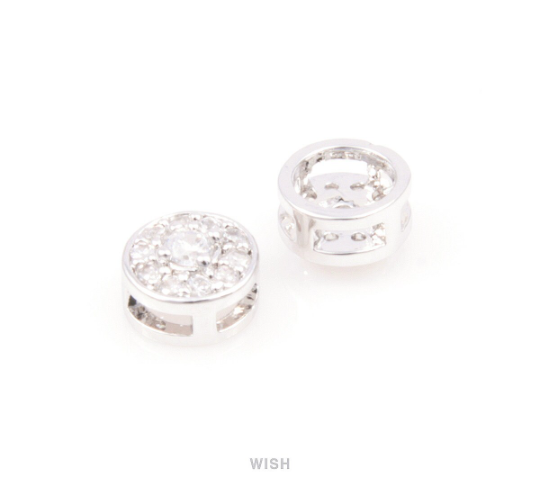 Round Cubic Zirconia in Rhodium Round Charm, Round Cubic Zirconia / CRH-020-P