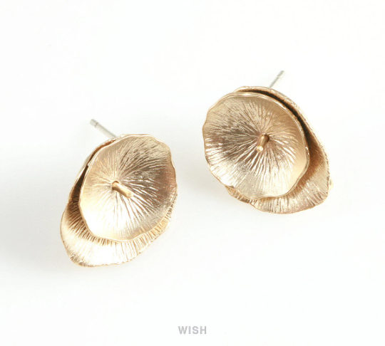 Lotus Stud Earrings in Matte Rhodium, Lotus Stud Earrings / MMRH-412-E