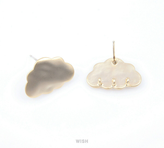Cloud Stud Earrings in Matte Gold, Cloud Stud Ear Post / MMG-092-E