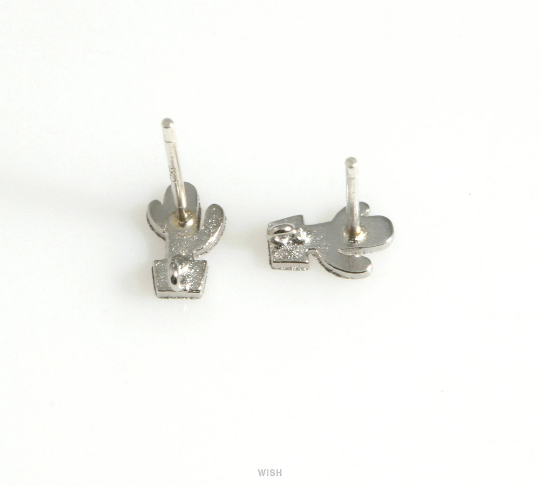 Cactus Stud Earrings in Matte Rhodium, Cactus Earrings /MMRH-621-E