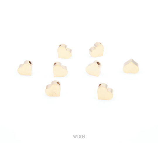 8pcs Small Heart Pendants in Matte Gold, Heart Beads / MMG-039-B