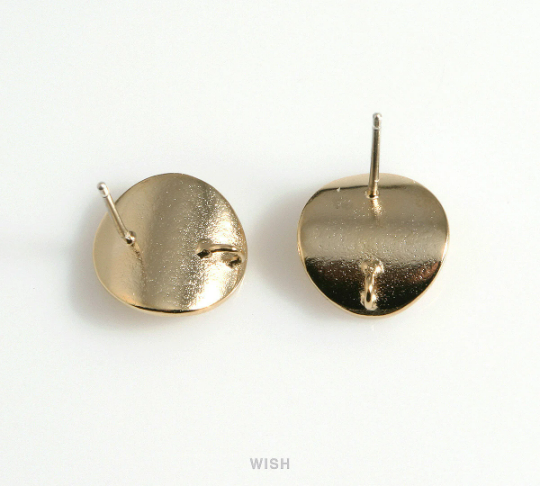 Concave Disc Stud Earrings in Gold, Concave Disc Ear Studs/ MG-598-E