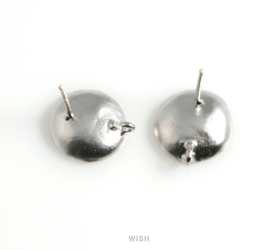 Concave Stud Earrings in Matt Rhodium, Concave Ear Studs / MMRH-486-E