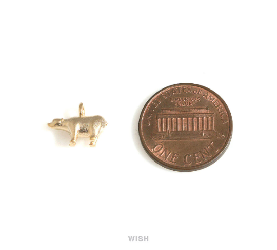 Solid Bear Pendants in Matte Gold, Polar Bear Charms / MMG-694-P