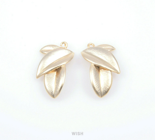 3 Leaves Connectors in Matte Rhodium, Leaves Charms /MMRH-106-C