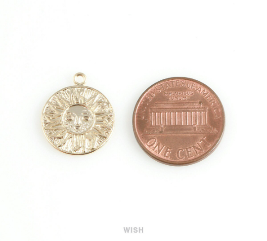Sun Disc Pendants in Matte Gold, Sun Charm/ MMG-403-P