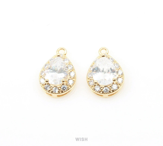 Teardrop Cubic Zirconia Pendants in Rose Gold, 12 Sub Cubic Zirconia / CRG-004-P