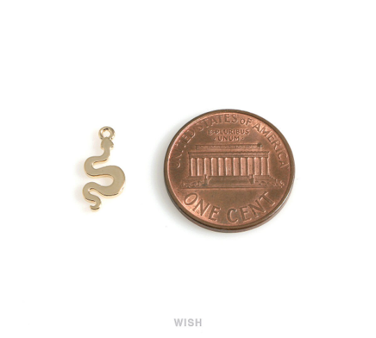 Snake Pendant in Gold, Gold Snake Charm / MG-540-P