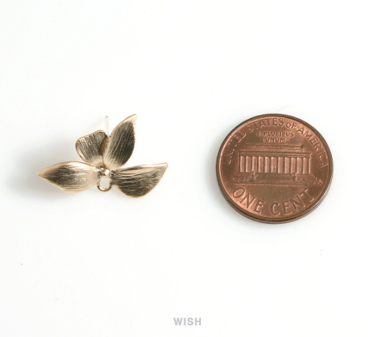 Orchid Leaf Stud Earrings in Matte Gold, Orchid Stud Earrings / MMG-586-E