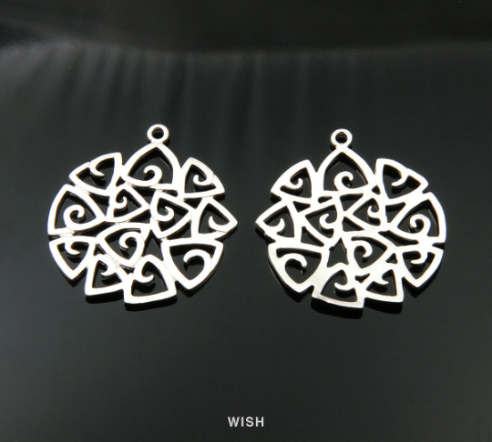 Multi Triangle Pendants in Matte Gold, Triangle Round Charms / MMG-174-P