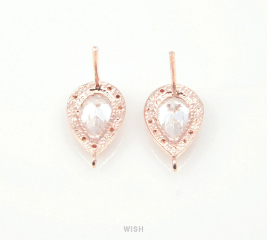 Teardrop Cubic Stud Earrings in Rose Gold, Teardrop Cubic Zirconia /CRG-032-E