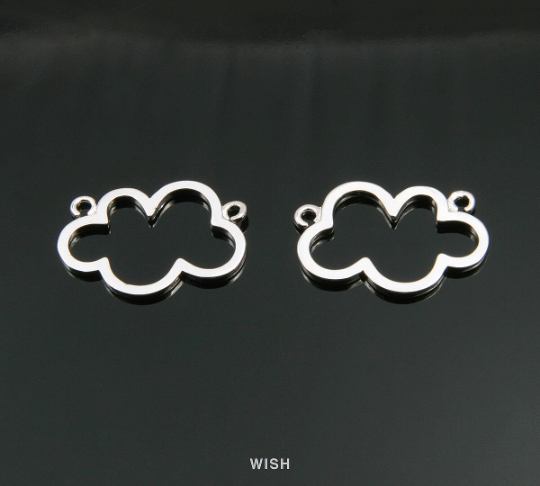 Open Cloud Pendants in Gold, Cloud Outline Necklace Charms / MG-323-P