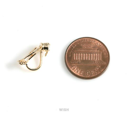 CZ Clip on Earring Converters in Gold, Non Pierced Earrings /FG-038-E