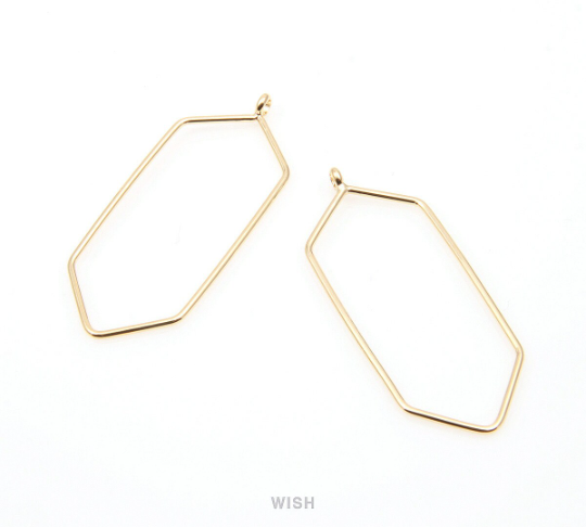 Open Hexagon Wire Pendant in Rhodium, Open Hexagon Charm / MRH-287-P