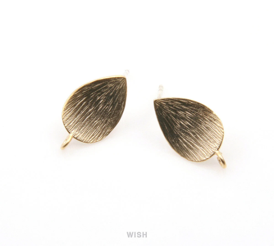 Flower Petal Stud Earrings in Matte Rhodium, Petal studs / MMRH-273-E