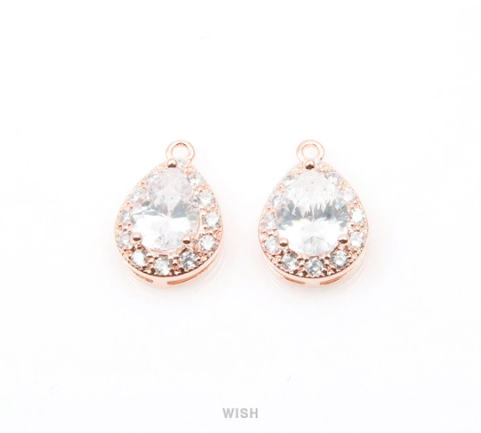 Teardrop Cubic Zirconia Pendants in Rhodium, 12 Sub Cubic Zirconia / CRH-004-P