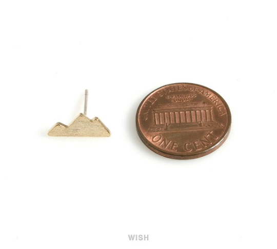 Mountain Stud Earrings in Matte Rhodium, 3 Peak Mountain Ear Studs / MMRH-489-E