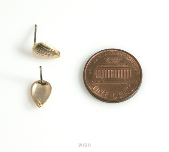 Drop Leaf Stud Earrings in Matte Rhodium, Textured drop Leaf Earrings /MMRH-666-E